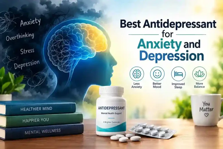 Best antidepressant for anxiety and depression showing mental health and treatment concepts